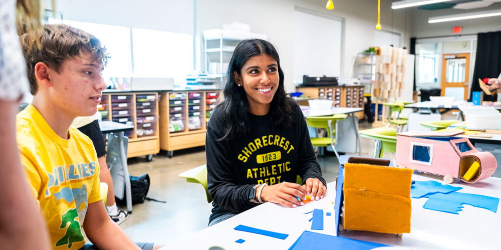 Upper school students in the STEAM program at Shorecrest.