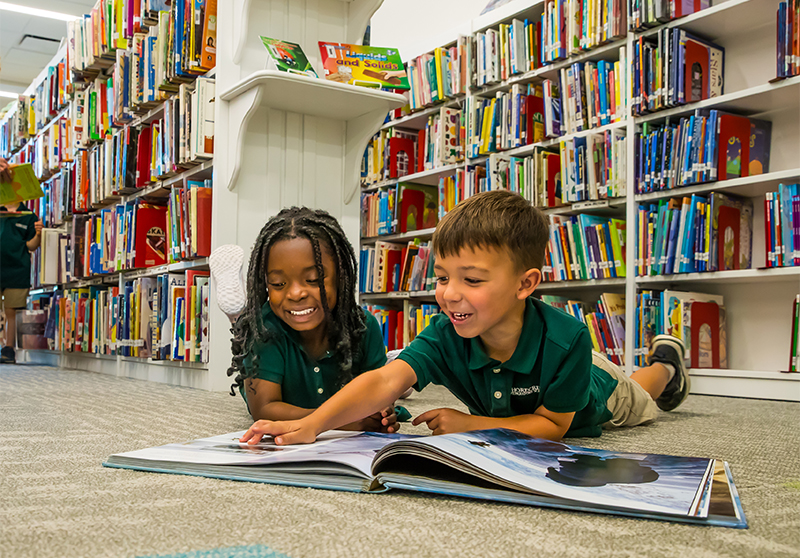 Student reading in School library