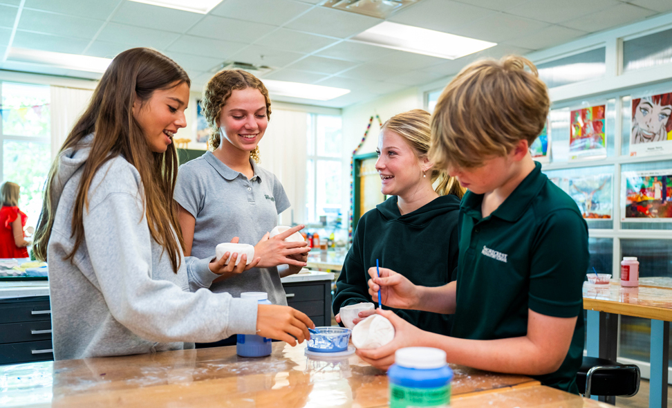 Middle school students at Shorecrest in an arts class.